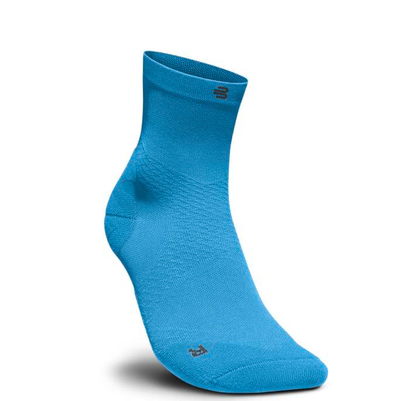 Bauerfeind Sports Run-Ultralight-Mid-Cut Socke in Blau. Eine leichte, mittelhohe Socke, die speziell für den Laufsport entwickelt wurde.